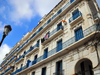 Algiers / Alger - Algeria: white and blue building faade - Asselah Hocine street - 'Algiers the White' | faade d'immeuble en blanc et bleu - Rue Asselah Hocine, ex-Rue Alfred Lelluch - Alger la Blanche - photo by M.Torres