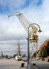 Argentina - Argentina - Buenos Aires / EZE / BUE : Puerto Madero - tallship and crane - harbour scene - Sarmiento frigate - velero y grua (photo by Miguel Torres)