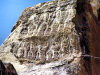 Azerbaijan - Gobustan / Qobustan / Kobustan: petroglyphs / Gobustan: stone engravings - Dancers -  Mesolithic - Boyukdash mountain - Gobustan Open Air Museum - Gobustan Rock Art Cultural Landscape - UNESCO world heritage site - stone age art - photo by N.Mahmudova