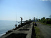 Azerbaijan - Lankaran / Lenkoran: fishing off the waterfront (photo by F.MacLachlan)