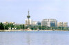 Azerbaijan - Baku: Neftchilar avenue and the Caspian sea - the Boulevard - photo by Miguel Torres