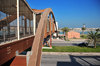 Arad, Muharraq Island, Bahrain: pedestrian bridge over Al Hidd Highway - wooden arch structure - photo by M.Torres