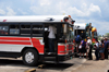 Belmopan, Cayo, Belize: bus terminal - commuters return to Belize city - Blue Bird buses - public transportation - photo by M.Torres