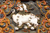 Bhutan, Thimphu: Detail Trashi Chhoe Dzong - white lion - photo by J.Pemberton