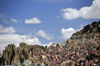 La Paz, Bolivia: erosion and chaotic construction on the canyon rim - a disaster waiting to happen - photo by M.Torres