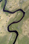 Okavango river, North-West District, Botswana: meanders in the Kalahari Desert - from the air - photo by J.Banks