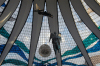 Brazil / Brasil - Brasilia: the Cathedral - stained glass roof by Marianne Peretti - angels by Alfredo Ceschiatti / a catedral - arquitecto: Oscar Niemeyer - Catedral Metropolitana Nossa Senhora Aparecida - interior - vitrais - anjos em alumnio fundido - Unesco world heritage site (photo by M.Alves)