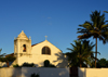 Olinda, Pernambuco, Brazil: Church of the Holy Cross of Miracles, on Milagres square - whitewashed facade and coconut trees, built in 1862 - Historic Centre of the Town of Olinda - Igreja da Santa Cruz dos Milagres - photo by M.Torres