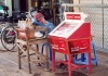 Cambodia / Cambodje - Phnom Penh: 'petrol station' attendant sleeps with Alain Delon (street 128) (photo by M.Torres)