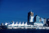 Canada / Kanada - Vancouver: Canada Place and Vancouver city skyline from Burrard Inlet - photo by D.Smith