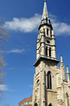 Montreal, Quebec, Canada: the city's tallest bell tower - Saint-Jacques church - architects John Ostell and Victor Bourgeau - Rue Saint-Denis - photo by M.Torres