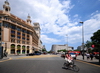 Barcelona, Catalonia: view of Plaa Catalunya, the city's centre - Caja Madrid on the left - photo by M.Torres