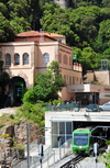 Montserrat, Catalonia: funicular and rack-and-pinion railway station - the 'cremallera' line runs from Monistrol de Montserrat to the mountain-top monastery of Montserrat - photo by M.Torres