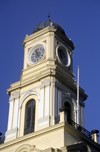 Santiago de Chile: the clock tower of the Palacio de la Real Audiencia, which became the National Historical Museum - Plaza de Armas - photo by C.Lovell