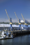 Puerto Montt, Llanquihue Province, Los Lagos Region, Chile: the port with industrial ship cranes and tug boats - Reloncav Sound - photo by C.Lovell