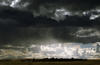 Magallanes region, Chile: storm clouds over an estancia on the pampas of Patagonia  estancias are extensive agricultural properties dedicated to cattle or sheep grazing  biological free range meat production - photo by C.Lovell