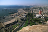 Arica, Arica and Parinacota region, Chile: view of the city and its harbour as seen from Morro de Arica Rock  Plaza Vicua Mackenna and Av. Mximo Lira - photo by C.Lovell