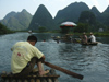 219 China - Yangshuo - (Guilin, Guangxi Province): hills along the Li River - rafts (photo by M.Samper)