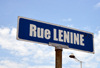 Brazzaville, Congo: Lenin street sign seen against the sky - communist revolutionary Vladimir Ilyich Lenin still has a few fans in Africa - photo by M.Torres