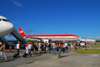 Punta Cana, Dominican Republic: passengers on the ramp, walking to a LTU Airbus A330-322 D-AERQ - LTU Lufttransport-Unternehmen GmbH - Punta Cana International Airport - PUJ / MDPC - photo by M.Torres