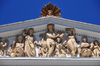 Quito, Ecuador: Plaza del Teatro / Plaza Chica - Teatro Sucre - tympanum - sculpture of Morpheus, god of sleep, and nine muses, Calliope, Clio, Erato, Euterpe, Melpomene, Polyhymnia, Thalia, Terpsichore and Urania - photo by M.Torres