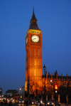 London: Big Ben at night - Victorian Gothic style, architect Charles Barry - Bridge street - photo by M.Torres