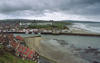 Whitby, North Yorkshire, England: Whitby Sands, Tate Hill Sands and Entrance to Whitby Harbour viewed from Abbey Plain - photo by D.Jackson