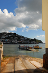 Dartmouth, Devon, England: Dartmouth to Kingswear passenger ferry - looking across the Dartmouth Estuary, Kingswear in the background - lower ferry - photo by T.Marshall