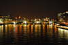 London: Southwark Bridge at night - looking downstream - Thames river - Tamisa - photo by  M.Torres