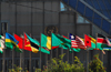 Addis Ababa, Ethiopia: United Nations Economic Commission for Africa - ECA Conference Center - African Flags - photo by M.Torres