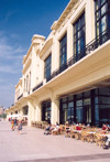 Basque Country / Pais Vasco / Euskadi - Biarritz: cafs on the promenade - art deco Biarritz Casino Lucien Barrire (photo by Miguel Torres)