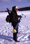 Finland - Lapland - Rovaniemi - fisherman prepares to drill the ice - Arctic images by F.Rigaud