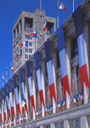 France - Le Havre (Seine-Maritime, Haute-Normandie): French Flags on Town Hall  - Le Havre, the City Rebuilt by Auguste Perret - UNESCO world heritage site - photo by A.Bartel