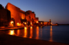 France - Languedoc-Roussillon - Pyrnes-Orientales - Collioure - Cotlliure - Chateau Royale and harbour at night - photo by T.Marshall