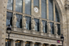 Paris, France: Gare du Nord railway station - statues and clock above the main entrance - architect Jacques Hittorff - rue de Maubeuge, 10e arrondissement - photo by A.Bartel