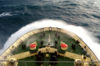 25 Franz Josef Land: Bow of ship Kapitan Dranitsyn from bridge, Barents Sea - photo by B.Cain