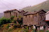 Galicia / Galiza - Torneiros (provincia de Ourense, concello de Lobios): hrreos - traditional granite granaries - corn shelters... with electrical power - espigueiros... electricos - photo by M.Torres