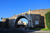 Lugo, Galicia / Galiza, Spain: Roman Walls of Lugo - Porta do Bispo Odario ou do Hospital, entrance to Ra de Montevideo, near the corner of Ra Andurios and Ra Dr Xermn Alonso Hortos - Ronda da Muralha - UNESCO World Heritage Site - photo by M.Torres