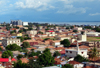 Banjul, The Gambia: city skyline with the River Gambia as Background - Banjul island south shore with port silos, the naval base and trucks along Kankujereh road - photo by M.Torres