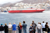 Greece - Naxos Town, Naxos island: the ferry Panagia Parou leaves the harbour - photo by D.Smith