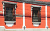 Ciudad de Guatemala / Guatemala city: 13a Calle - red building with caged windows - photo by M.Torres