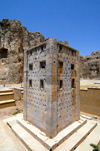 Iran - Naqsh-e Rustam: stone tower - Ka'bah-i Zardusht - Zarathustra's kaaba and the cliffs - photo by M.Torres