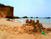 Kibbutz Sdot Yam, Israel: sand castle - beach scene - photo by E.Keren