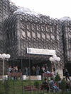 Kosovo - Pristina: the University library - entrance - photo by A.Kilroy