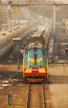 Bishkek, Kyrgyzstan: a passenger train leaves Bishkek's main railway station - photo by M.Torres