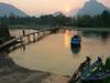 Laos - Vang Veing / Veing Vein - Vientiane Province: sunset over the Nam Song river - karstic hills - photo by P.Artus