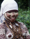 Grand Bassa County, Liberia, West Africa: secret society girl - body decorations, part of the rite of passage - Bassa tribe - photo by M.Sturges