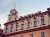 Lithuania - Vilnius: ornate windows - Observatory clock tower as viewed from the yard of the President's Palace on University Street / Universitetu gatve - photo by M.Torres