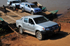 Tsimafana, Belo sur Tsiribihina district, Menabe Region, Toliara Province, Madagascar: vehicles leave the ferry - 4WD Toyota pickup truck- photo by M.Torres