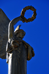 Antananarivo / Tananarive / Tana - Analamanga region, Madagascar: angel with laurels - Monument aux Morts - sculpture by Barberis commemorates Malagasy soldiers killed for France - Ange Noir - photo by M.Torres